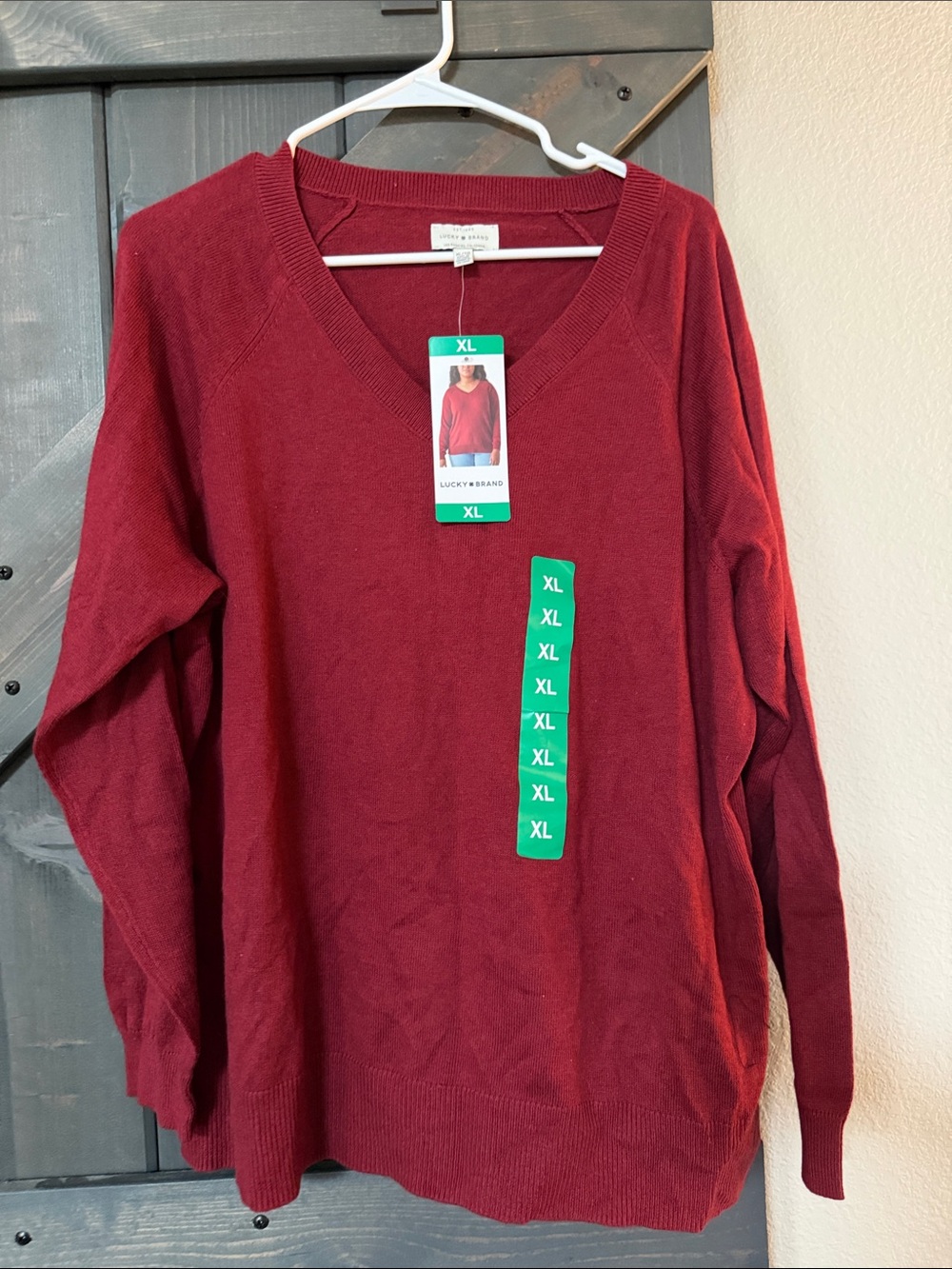 Lucky Brand Women's V-Neck Sweater in Burgundy Red